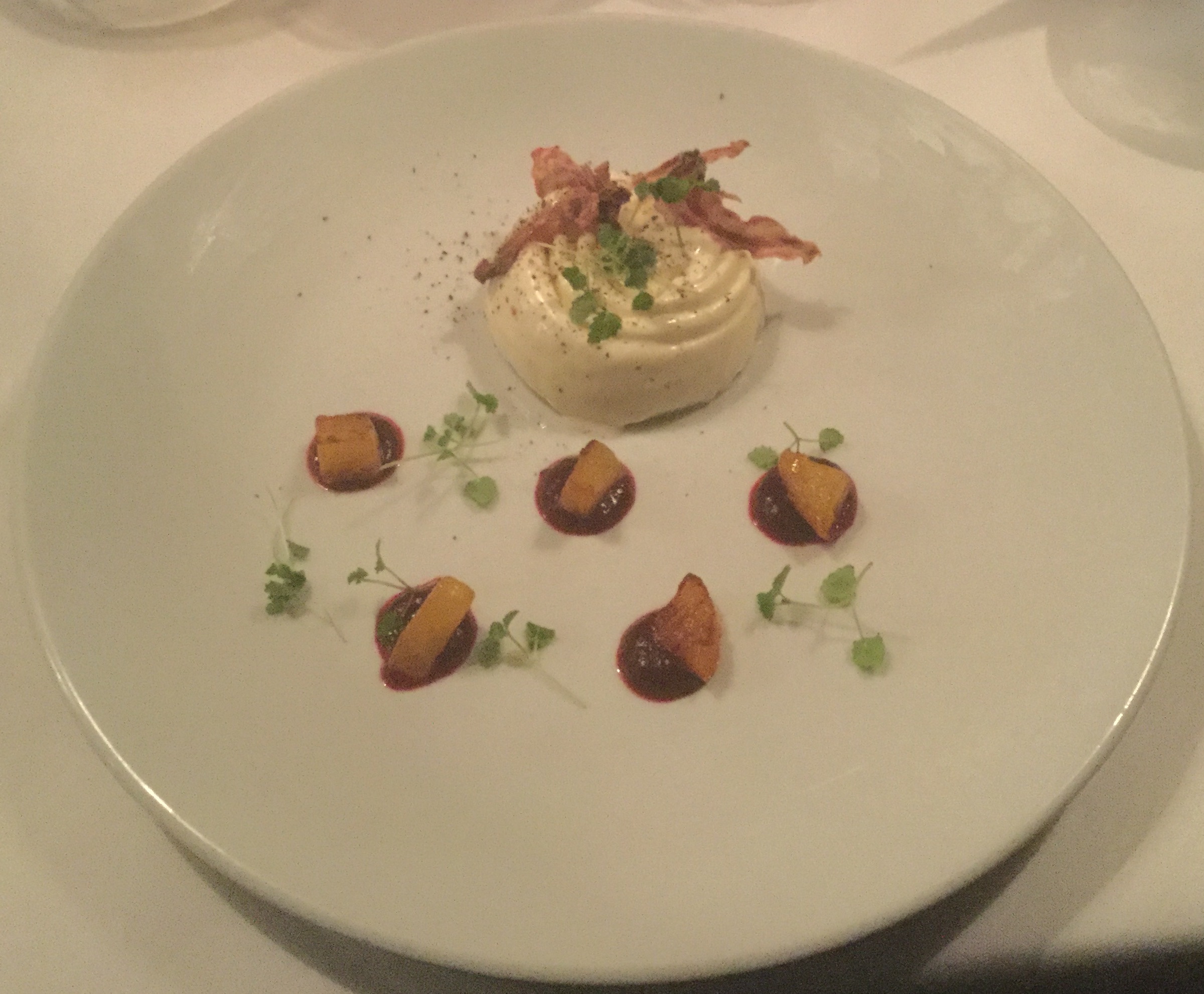 Goats Cheese Panna Cotta starter from Milan (The Restaurant) in West Kirby made by Wirral Met's former Wirral Young Chef finalist Robert Manger