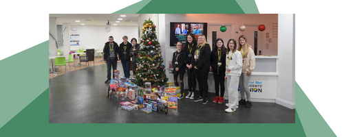 Group Picture of Wirral Met Students Celebrating the End of Mission Christmas