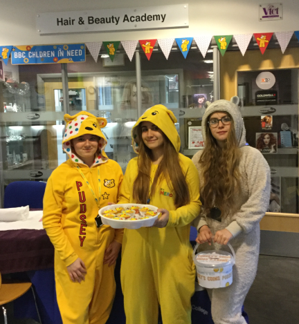 Wirral Met College students wearing pyjamas for College Fundraiser for the MIND charity