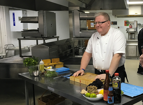Wirral Met Hospitality and Catering Alumni Paul Askew doing a Masterclass during Visitor Economy Week