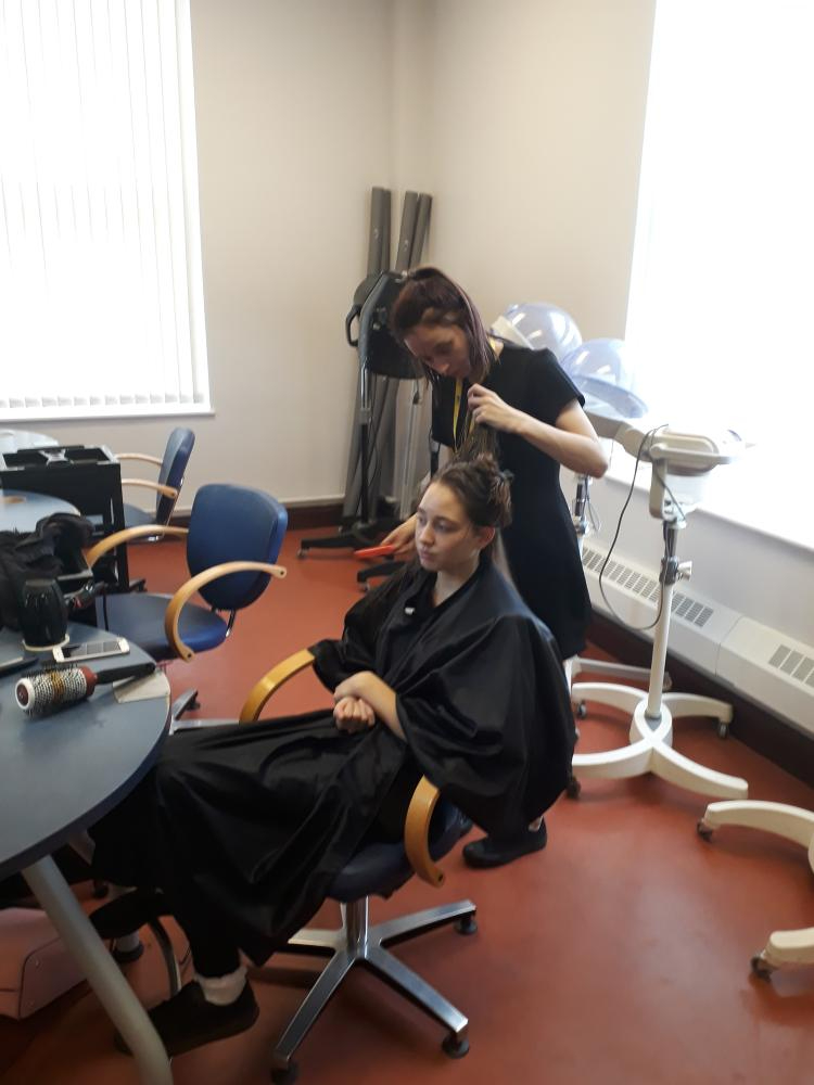 Wirral Met Hair and Beauty student working on Female student