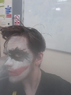 Halloween Joker make up applied by Wirral Met Hair and Beauty students