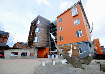 Wirral Met College Twelve Quays Campus outside front entrance