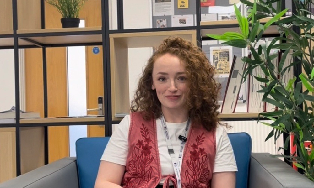 Psychology case study Beth Costello sitting inside Hamilton seating area
