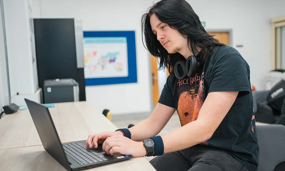 Student at Wirral Waters canteen getting served lunch