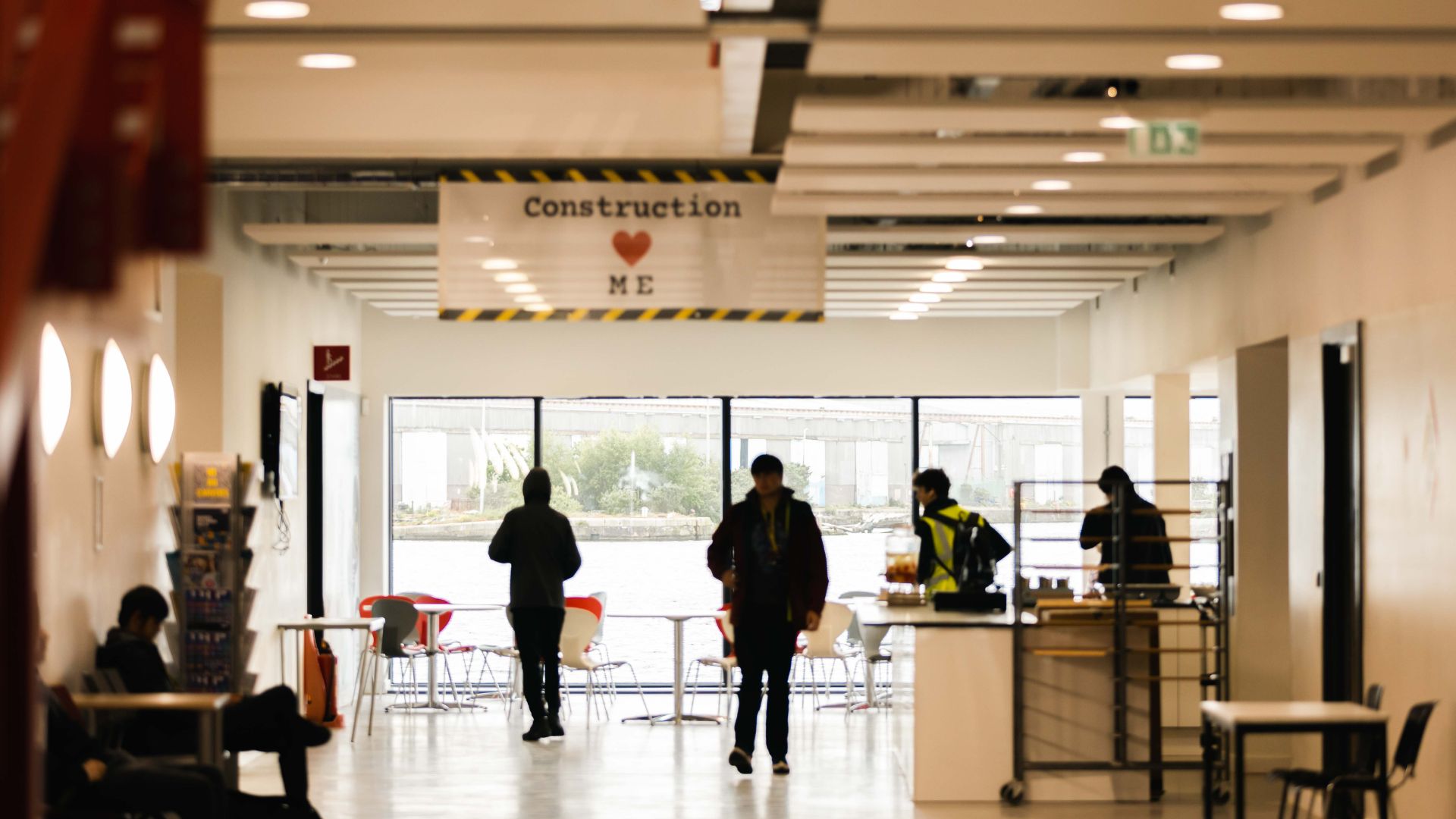 Students in main walkway at Wirral Waters