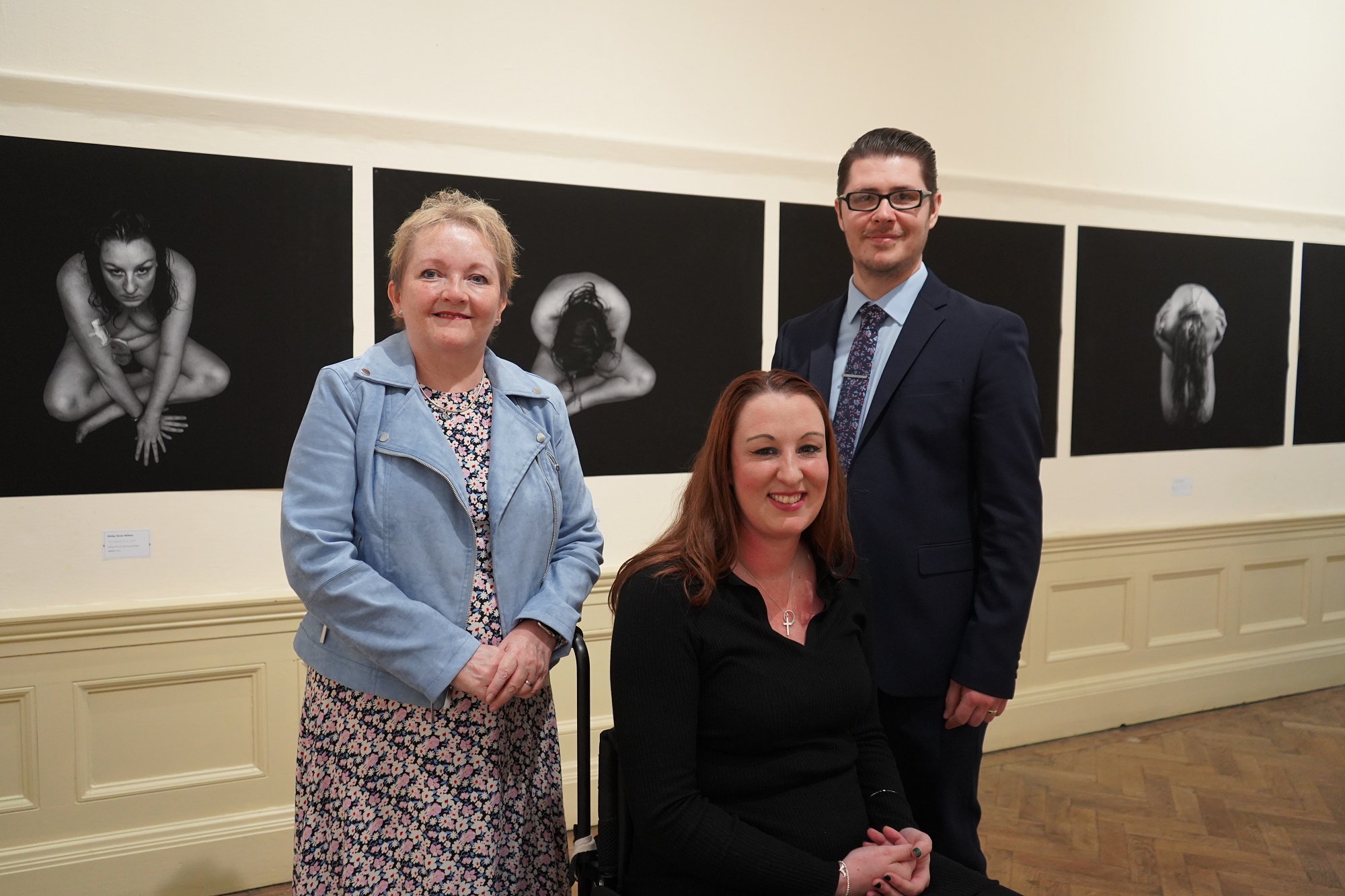 Principal Sue Higginson, student Kirsty Anne Wilson and Arts College Manager, Daniel Norman