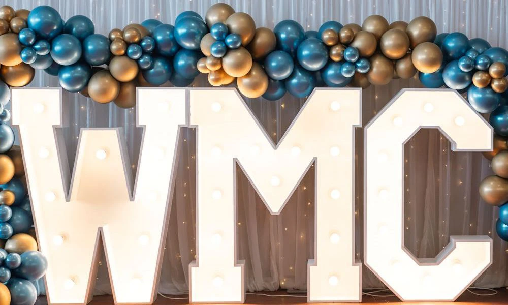 Wirral Met Light Up sign at FE Awards