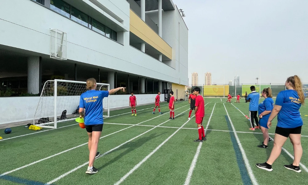 Wirral Met sports students practicing at Dubai