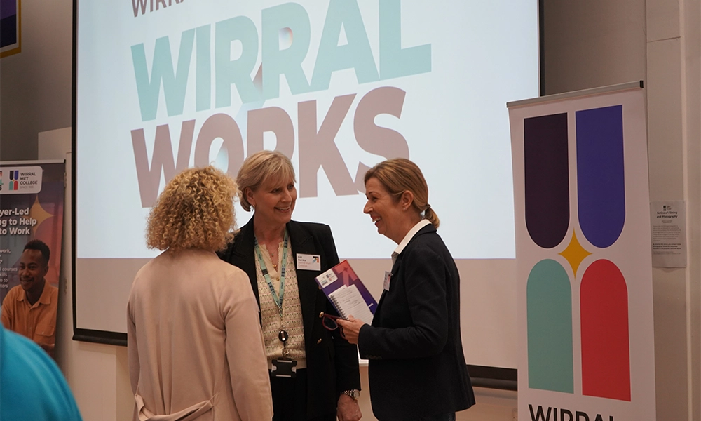 Principal Gill Banks Speaking With Guests During The Wirral Works Launch Event
