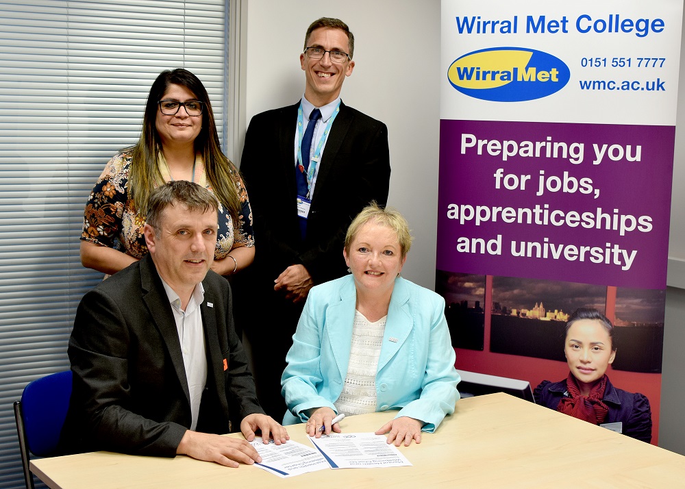 Mental Health AOC Signup with the North West Area AOC Director Richard Caulfield, Principle Sue of Wirral Met College, Assistant Principle Ste Bailey and Director of People and Organisational Development Pooja Furniss